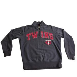 Minnesota Twins MLB Baseball Retro  Partial Zip Pullover Medium Gray Sweatshirt